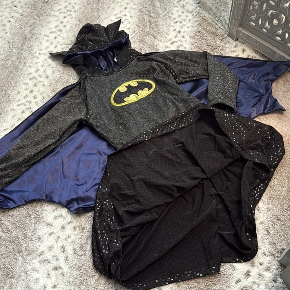Batman costume dress girls medium sparkly superhero Halloween trick or treat